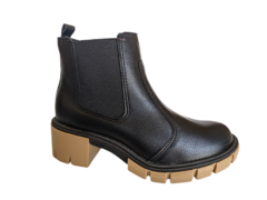 BOTA BOTINA FEM. CANO BAIXO MOLECA PRETO BEGE