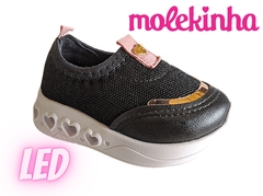 TENIS INF. FEM. FEM MOLEKINHA LED SLIP ON PRETO - Sugestiva Calçados