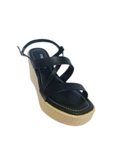 SANDÁLIA FEM. SALTO ANABELA MOLECA PRETO MULTI BEGE - comprar online