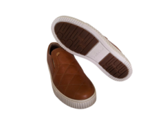 SAPATENIS FEM. SLIP ON COURO PEGADA CAMEL - Sugestiva Calçados