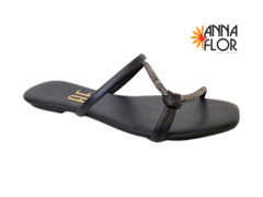 CHINELO FEM. ANNA FLOR PRETO MENTON - loja online