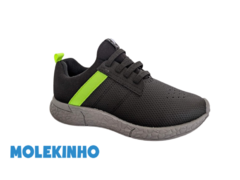 TENIS INF. MASC. MOLEKINHO PRETO CINZA VERDE NEON