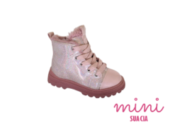 BOTA COTURNO FEM. INF. MINI E SUA CIA GLITTER ROSA - Sugestiva Calçados