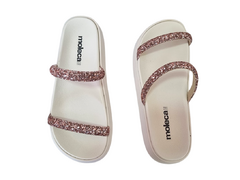 CHINELO PAPETE FEM. MOLECA BRANCO OFF DOURADO GLITTER - loja online