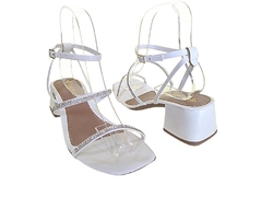 SANDÁLIA FEM. SALTO QUADRADO RAQUEL DIAS BRANCO STRASS - comprar online