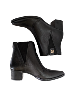 BOTA FEM. CANO BAIXO BICO FINO PEGADA COURO PRETO - comprar online