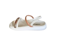 SANDÁLIA BIRKEN FEM. MOLECA BRANCO OFF CAMEL STRASS - loja online