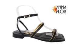 SANDALIA FEM. ANNA FLOR PRETO MENTON