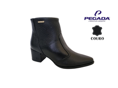 BOTA FEM. CANO BAIXO PEGADA COURO PRETO