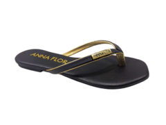 CHINELO FEM. DEDO ANNA FLOR PRETO DOURADO - comprar online