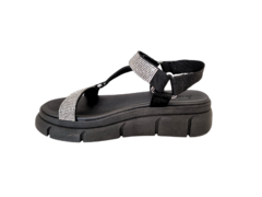 SANDALIA FEM. FLATFORM MOLECA PRETO STRASS - loja online