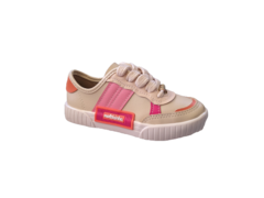 TENIS INF. FEM. MOLEKINHA CREME LARANJA PINK