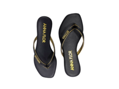 CHINELO FEM. DEDO ANNA FLOR PRETO DOURADO - comprar online