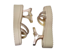 SANDALIA FEM. FLATFORM RAMARIM DOURADO na internet