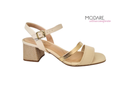 SANDALIA SALTO FEM. MODARE CREME DOURADO