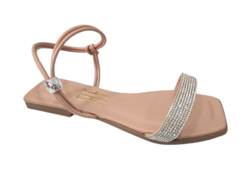 SANDALIA FEM. ANNA FLOR BEGE STRASS - loja online