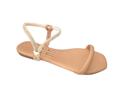 SANDALIA FEM. ANNA FLOR BEGE BRILHO - comprar online