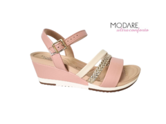 SANDÁLIA FEM. SALTO ANABELA MODARE ROSA DOURADO CREME