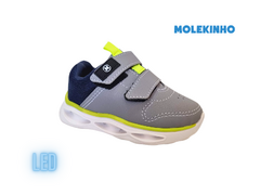 TENIS INF. MASC. MOLEKINHO LED CINZA MARINHO