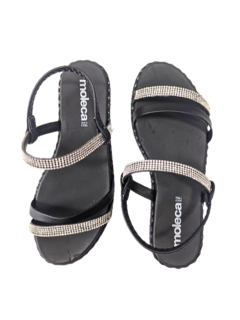 SANDÁLIA FEM. MOLECA PRETO STRASS - comprar online