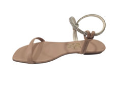 SANDALIA FEM. ANNA FLOR BEGE BRILHO - comprar online