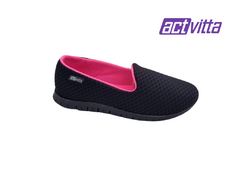 TENIS FEM. SLIP ON ACTVITTA PRETO PINK NEON - Sugestiva Calçados