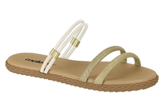 SANDALIA FEM. MOLECA BRANCO OFF DOURADO