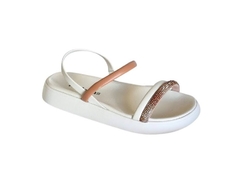 Imagem do SANDÁLIA BIRKEN FEM. MOLECA BRANCO OFF CAMEL STRASS