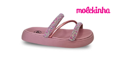 CHINELO PAPETE INF. FEM. MOLEKINHA ROSA STRASS - Sugestiva Calçados