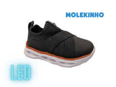 TENIS INF. MASC. LED SLIP ON MOLEKINHO PRETO