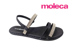 SANDÁLIA FEM. MOLECA PRETO STRASS - comprar online