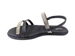 SANDÁLIA FEM. MOLECA PRETO STRASS - comprar online