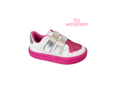 TENIS INF. FEM. WORLD COLORS PINK BRANCO