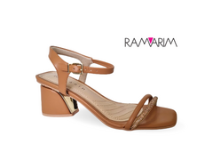 SANDALIA SALTO FEM. RAMARIM CAMEL DOURADO