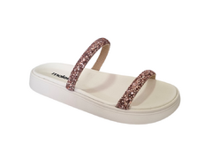 Imagem do CHINELO PAPETE FEM. MOLECA BRANCO OFF DOURADO GLITTER