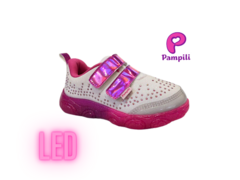 TENIS INF. FEM. LED PAMPILI BRANCO PINK