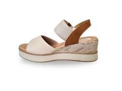 SANDALIA SALTO ANABELA FEM. PEGADA LINHO CAMEL - comprar online