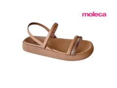 SANDÁLIA FEM. MOLECA NUDE STRASS - loja online