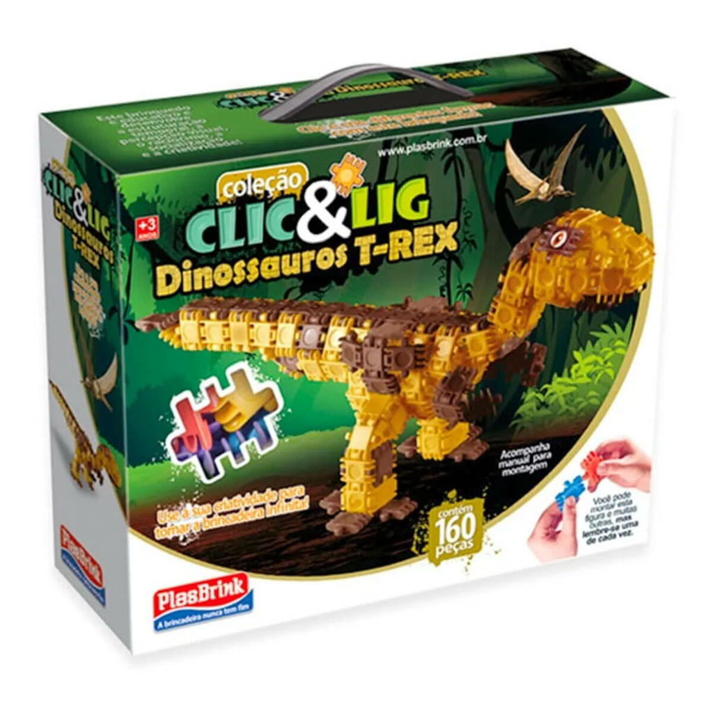 Blocos de Montar Dinossauro Brinquedo Infantil Clic E Lig