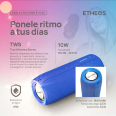 Parlante 10w Portátil Con Bluetooth Azul Etheos - comprar online