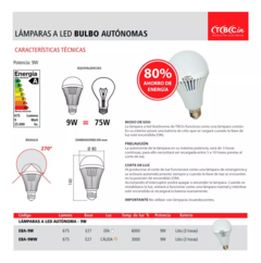 Lampara Led Luz De Emergencia Autonoma 9w Tbcin Calido - comprar online