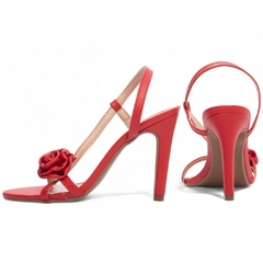 Sandalia Feminina Napa Vermelho Salto Fino 9.5cm Antiderrapante - comprar online