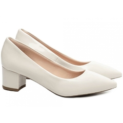 Scarpin Tradicional Luxo Salto 5cm Grosso Verniz Branco - Calçadospravc | Comprar Calçados Femininos Online | Comprar Scarpins