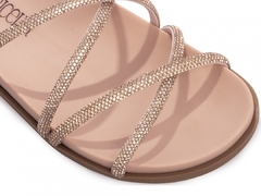 Sandália Papete Birken: Strass Rose | Detalhes em Rose | Vc + Linda ainda em Rose | Solado Bege