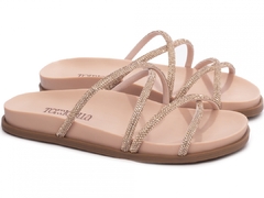 Sandália Papete Birken: Strass Rose | Detalhes em Rose | Vc + Linda ainda em Rose | Solado Bege na internet