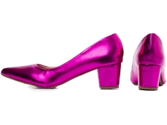 Scarpin Arrasadora: Pink Metálico Irresistível | Salto Bloco 5,5cm | Coleção FINEST - loja online