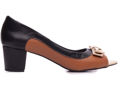 Sapato Peep Toe Salto Grosso Baixo Arrasadora - Coleção 044-6379-111A - Calçadospravc | Comprar Calçados Femininos Online | Comprar Scarpins