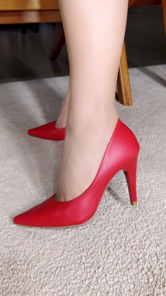 Scarpin Salto 10cm Fino Cone | Lindo Fechado Atras | Vermelho - comprar online