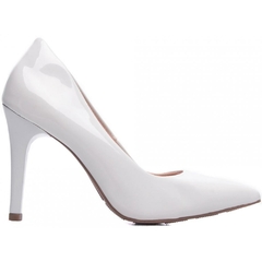 Scarpin Classico Luxo e Glamour Salto 10cm Fino em Cone Branco - loja online