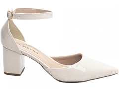 Scarpin Salto 6,5cm Fechado Atras | Glamour Verniz em Off White